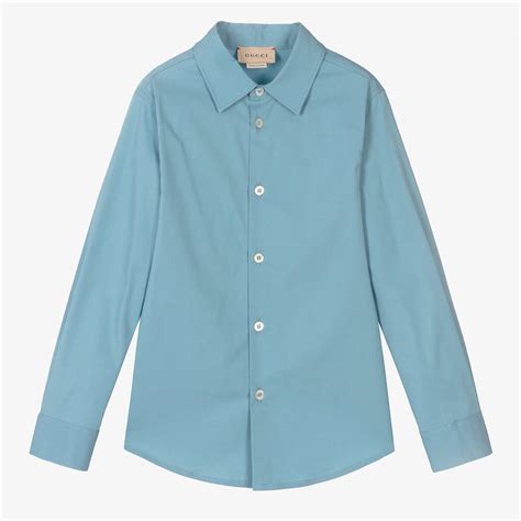 Interlocking G cotton shirt in light blue 